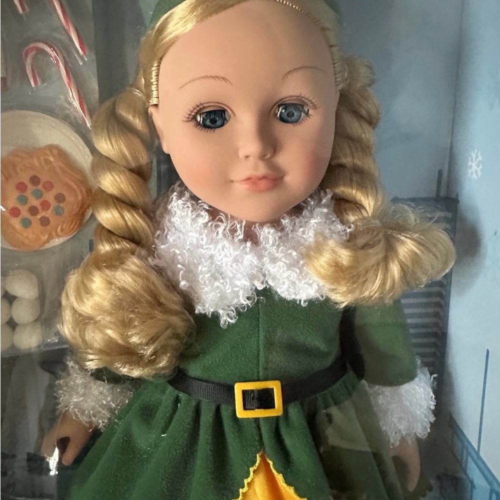 Holiday Elf Girl Doll in Green & Yellow Outfit - Picture 4 of 6
